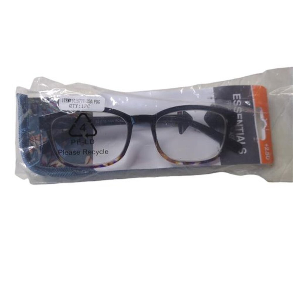 NEW Foster Grant EZ READER Misha Blue + 2.50 Reading Glasses